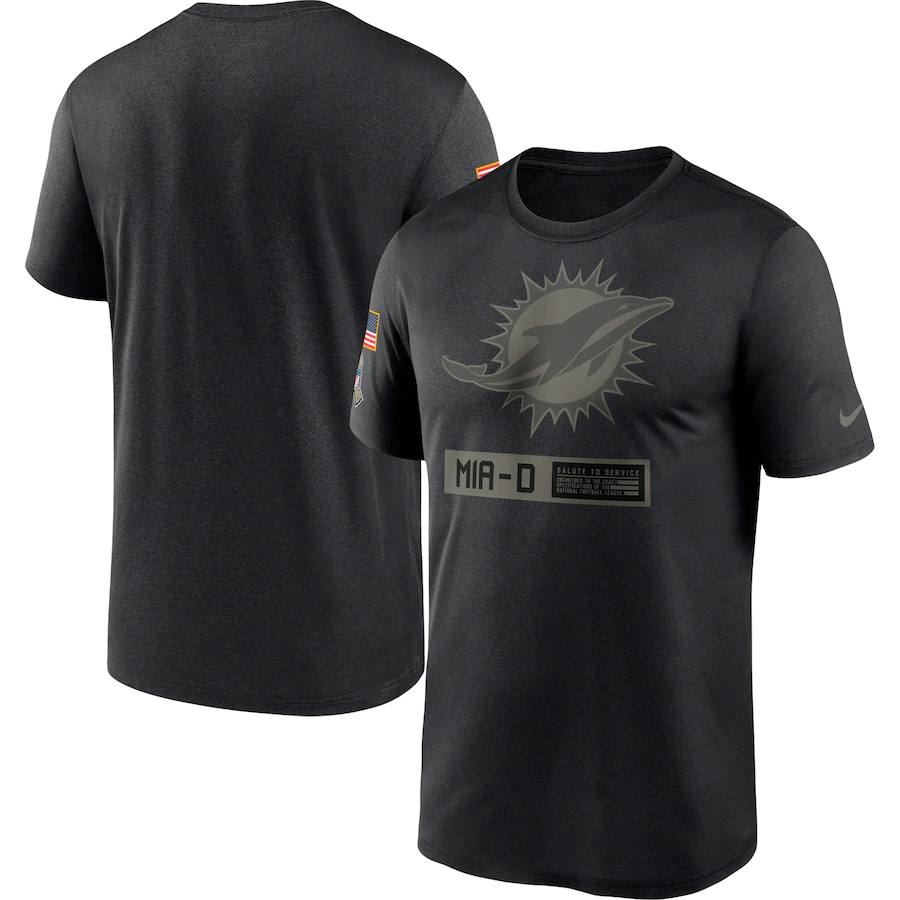 Men's Miami Dolphins 2020 Black Salute To Service Performance T-Shirt